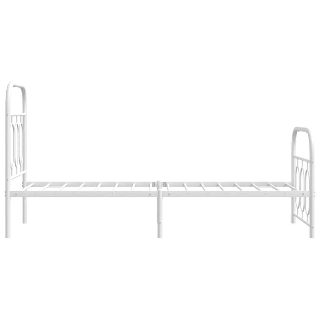 Sengeramme i metall med hode- og fotgavl hvit 75x190 cm