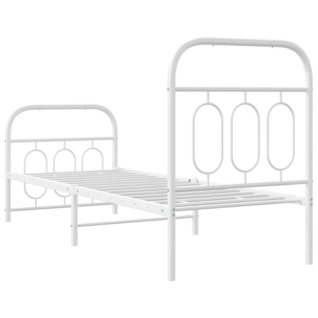 Sengeramme i metall med hode- og fotgavl hvit 75x190 cm