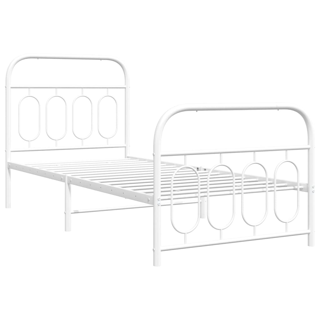 Sengeramme i metall med hode- og fotgavl hvit 80x200 cm