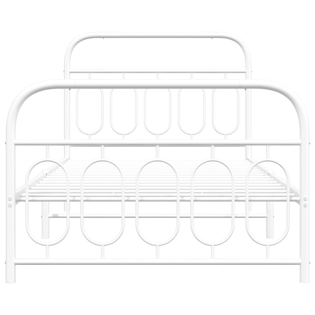 Sengeramme i metall med hode- og fotgavl hvit 100x190 cm