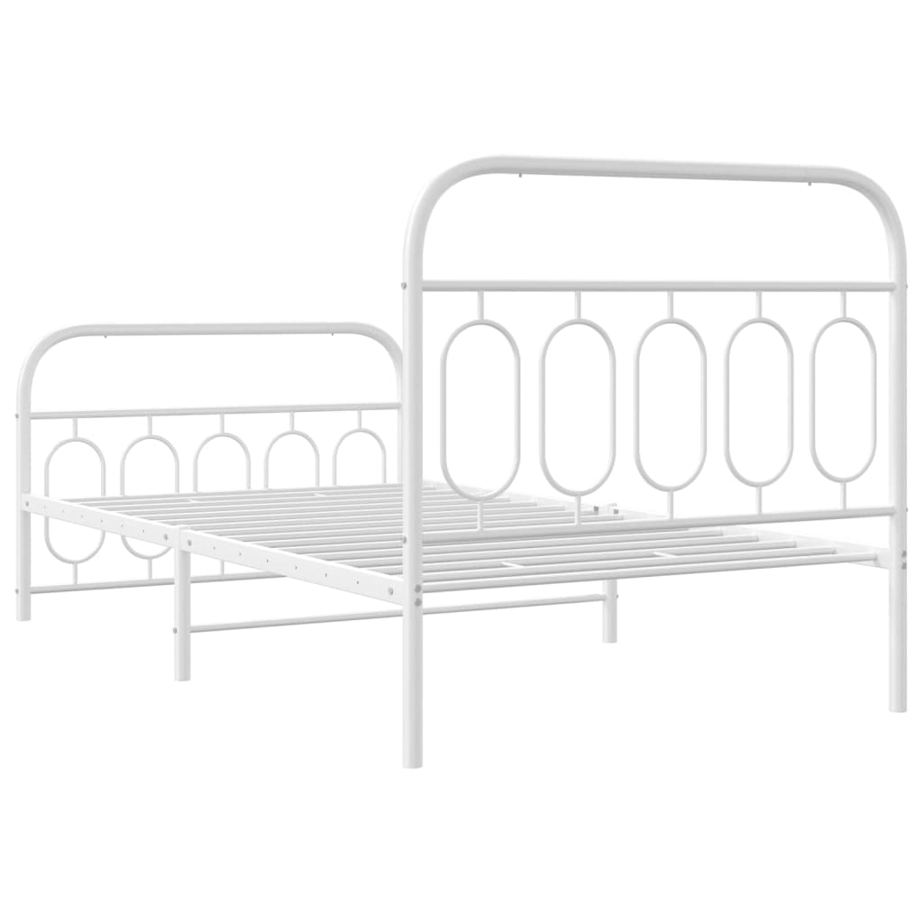 Sengeramme i metall med hode- og fotgavl hvit 100x190 cm