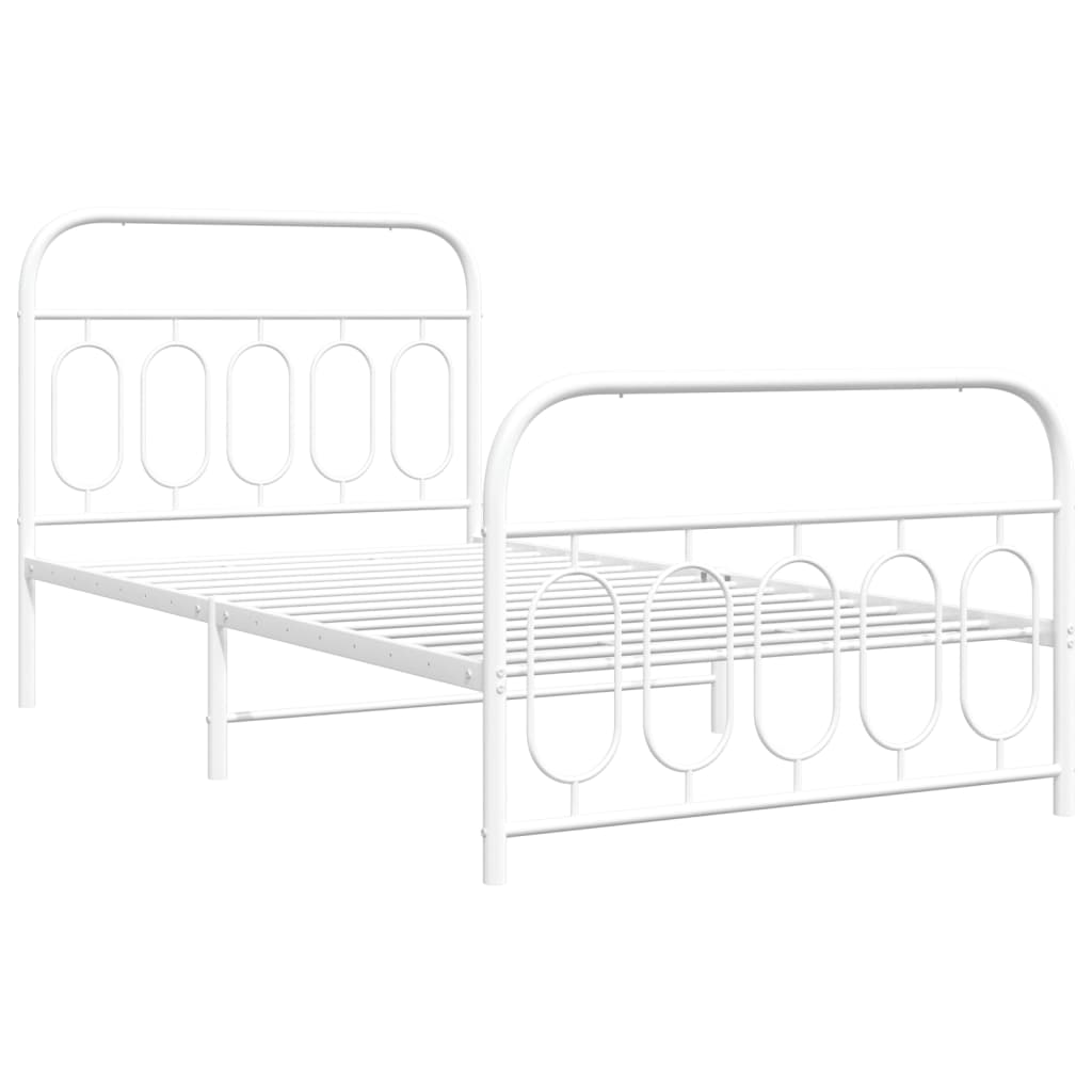 Sengeramme i metall med hode- og fotgavl hvit 107x203 cm