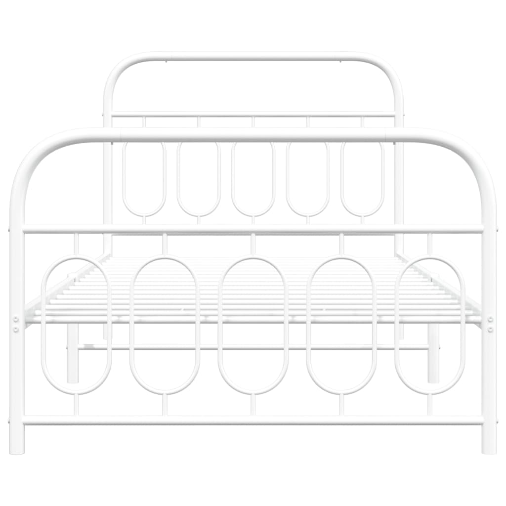 Sengeramme i metall med hode- og fotgavl hvit 107x203 cm