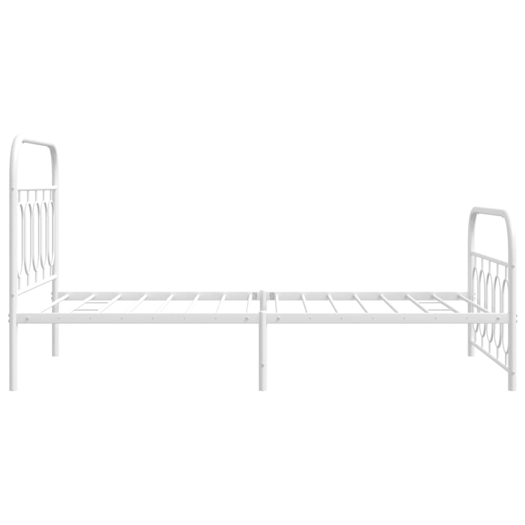 Sengeramme i metall med hode- og fotgavl hvit 107x203 cm