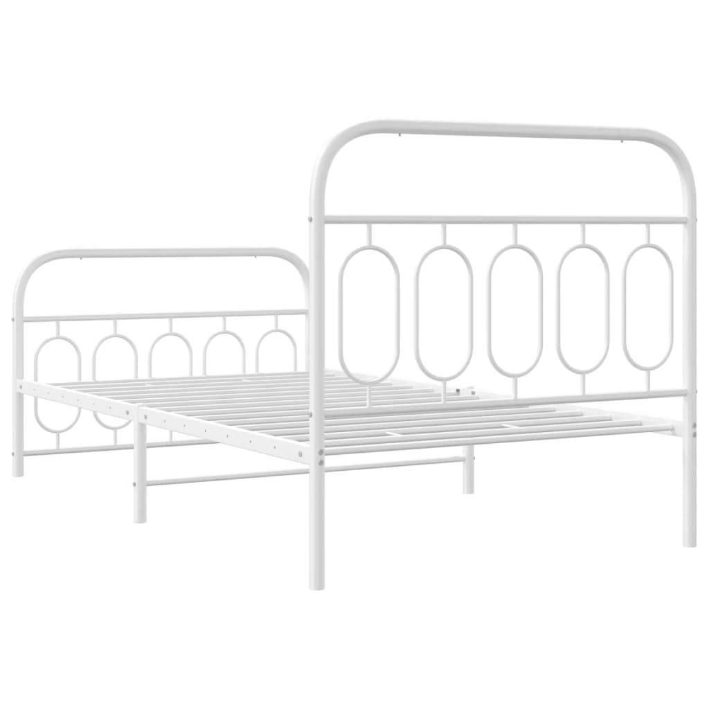 Sengeramme i metall med hode- og fotgavl hvit 107x203 cm