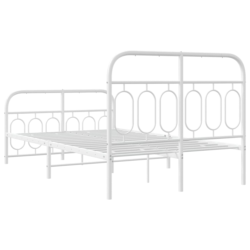 Sengeramme i metall med hode- og fotgavl hvit 120x190 cm