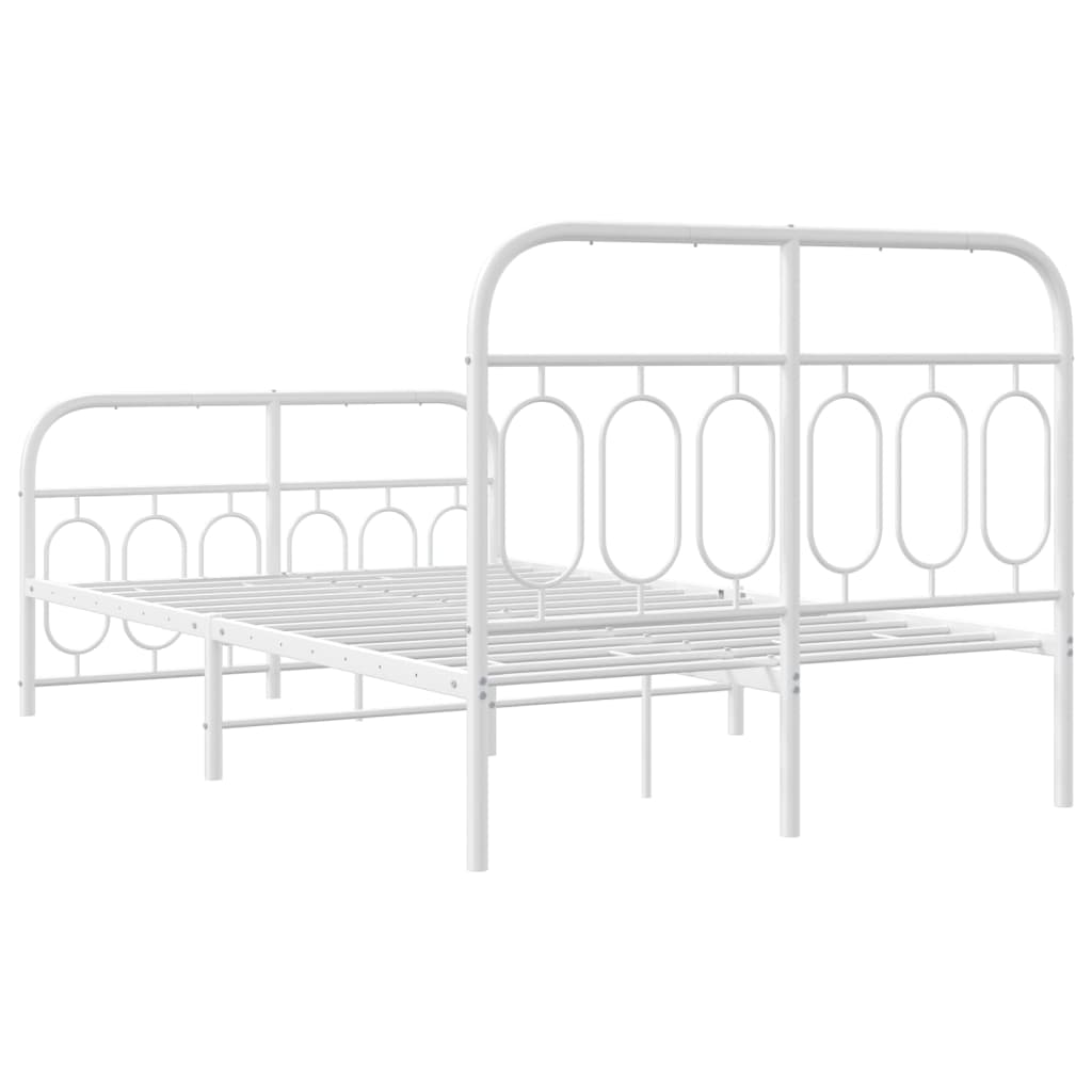 Sengeramme i metall med hode- og fotgavl hvit 120x200 cm