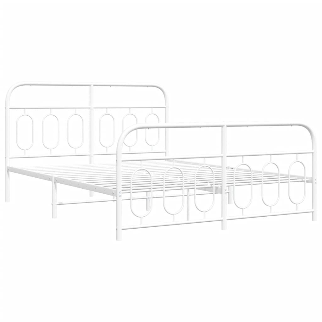 Sengeramme i metall med hode- og fotgavl hvit 135x190 cm