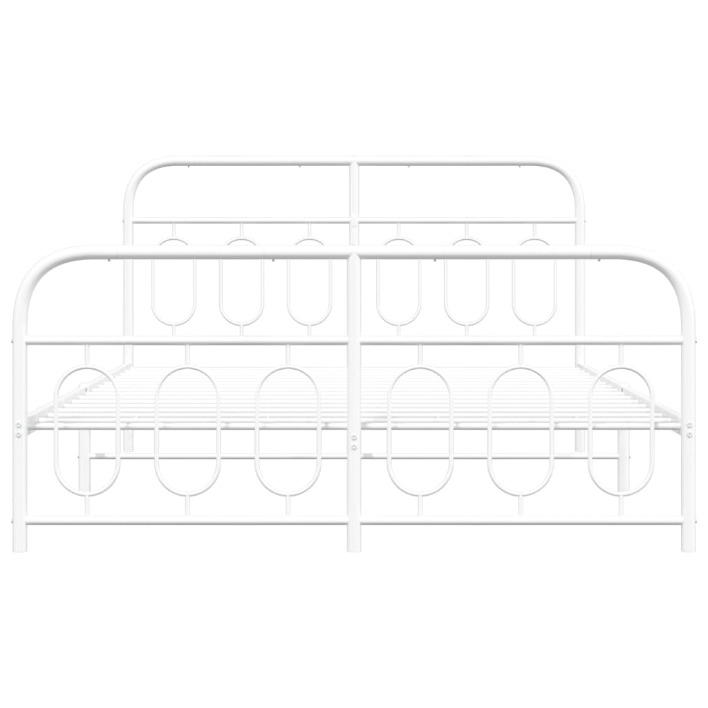 Sengeramme i metall med hode- og fotgavl hvit 150x200 cm