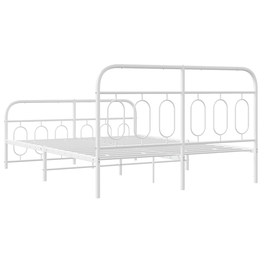 Sengeramme i metall med hode- og fotgavl hvit 150x200 cm