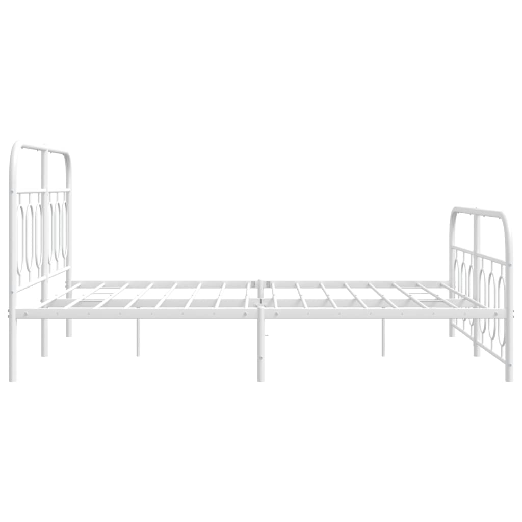 Sengeramme i metall med hode- og fotgavl hvit 150x200 cm