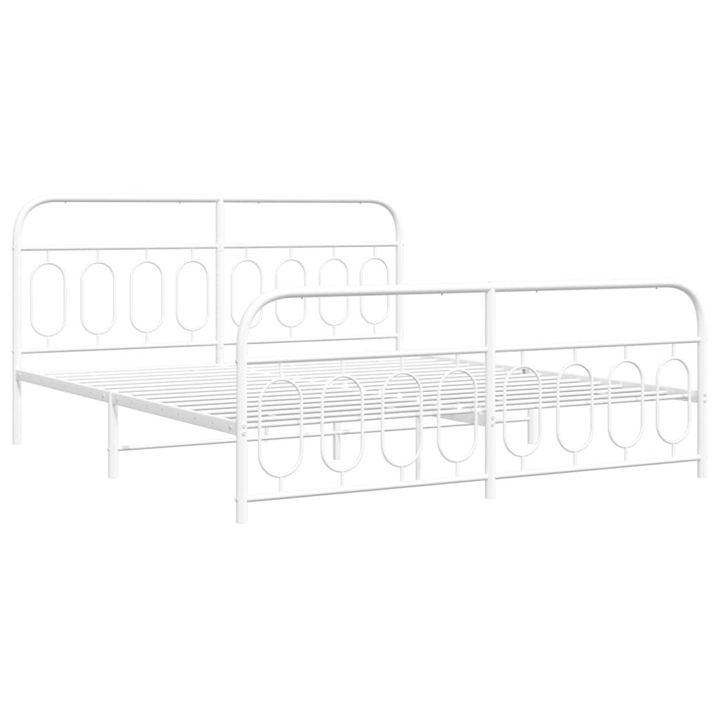 Sengeramme i metall med hode- og fotgavl hvit 180x200 cm