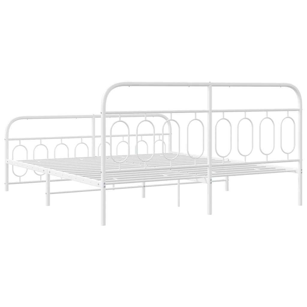 Sengeramme i metall med hode- og fotgavl hvit 180x200 cm