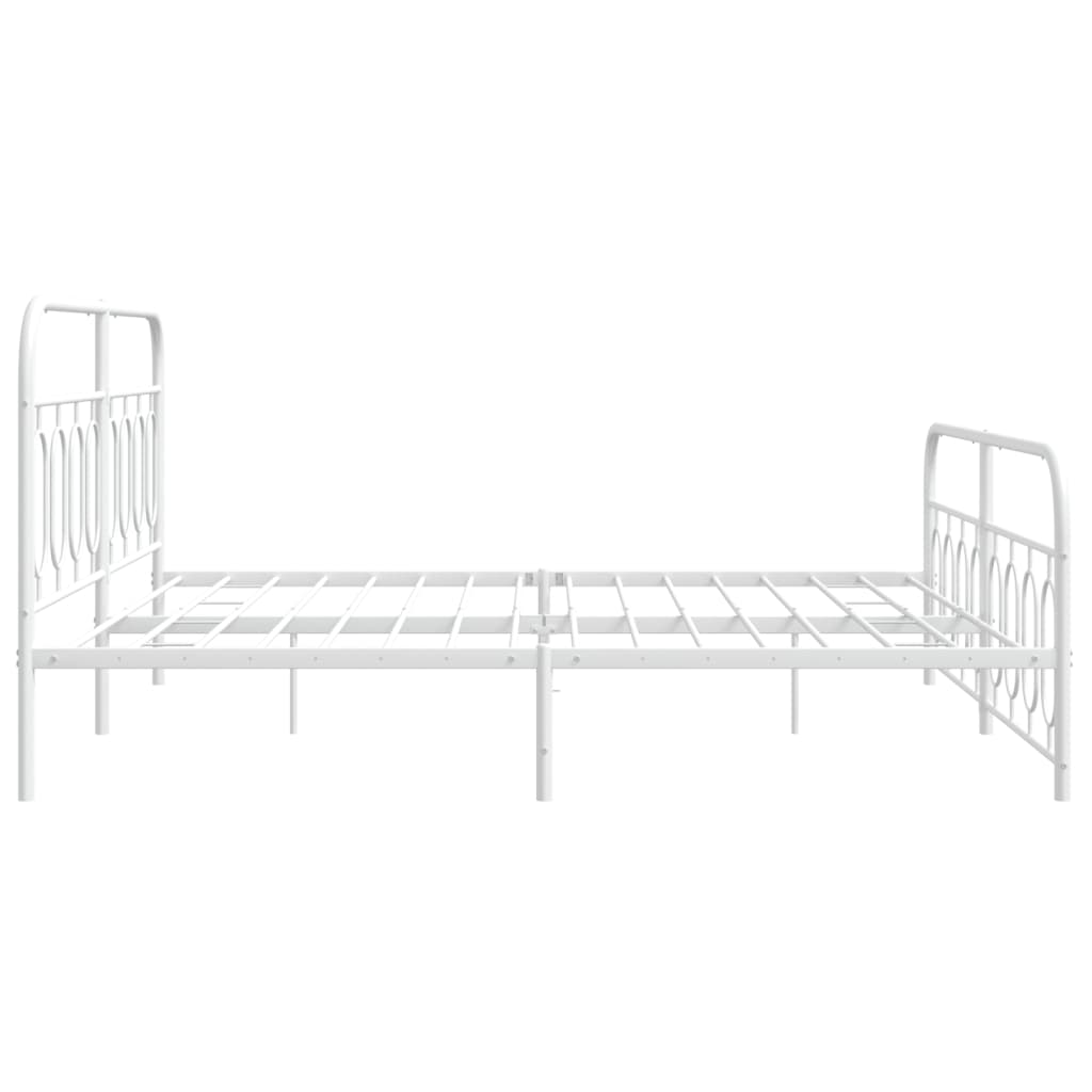 Sengeramme i metall med hode- og fotgavl hvit 193x203 cm