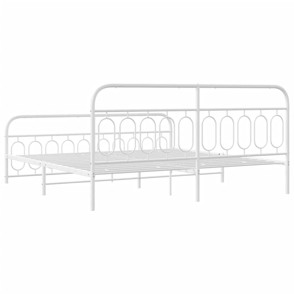 Sengeramme i metall med hode- og fotgavl hvit 200x200 cm