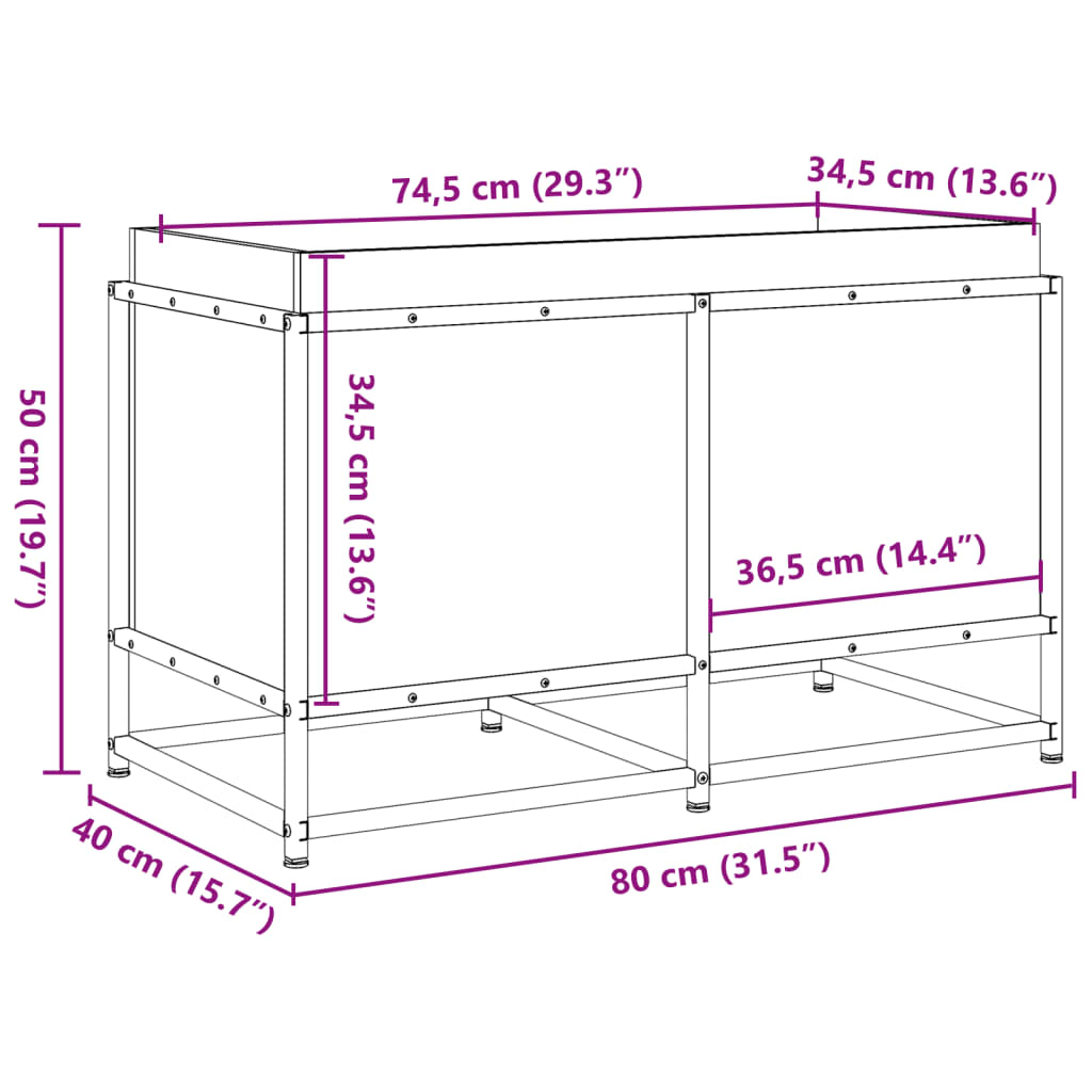 Hageplantekasse voksbrun 80x40x50 cm heltre furu