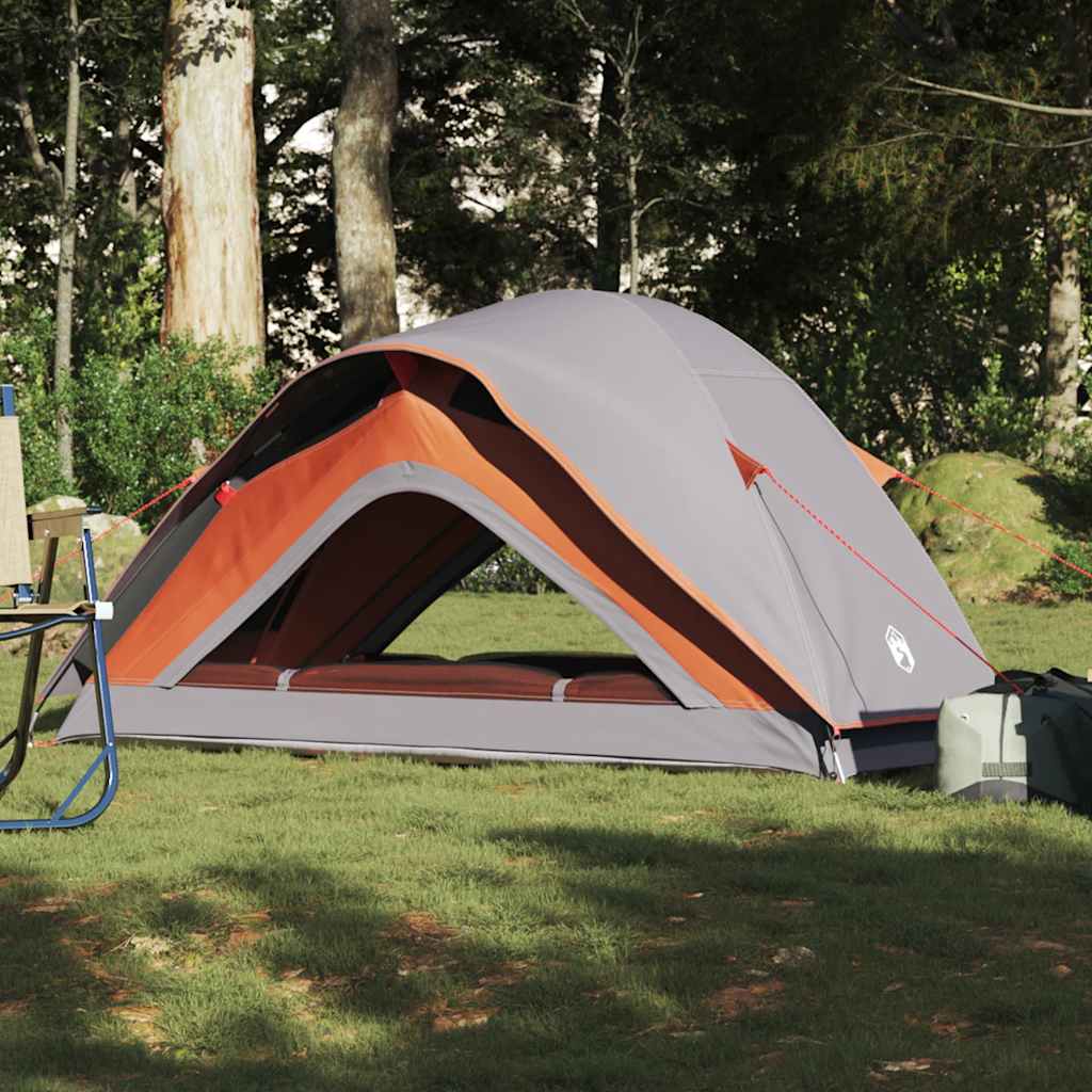 Campingtelt 1 person grå og oransje vanntett
