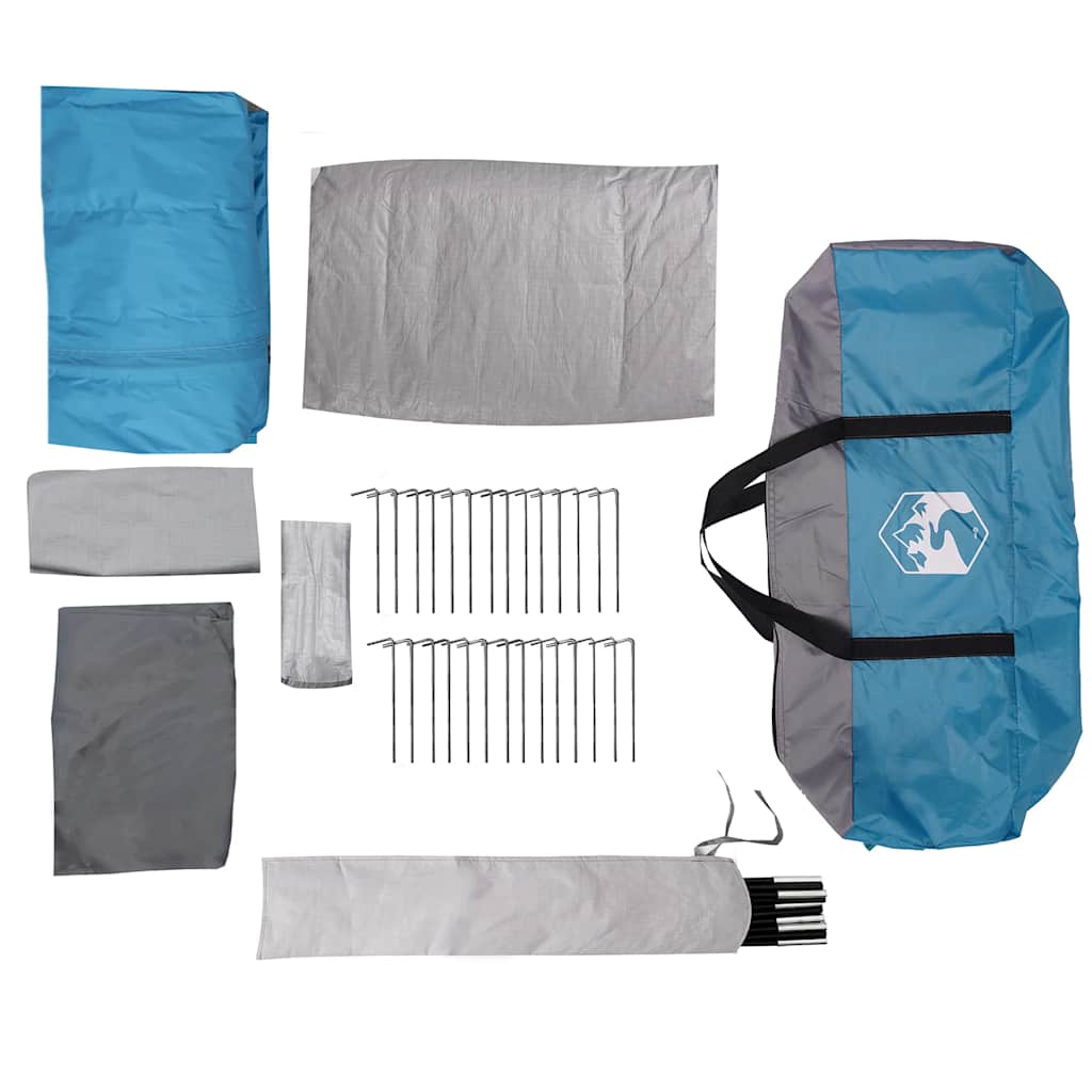 Tunneltelt for camping 8 personer blå vanntett