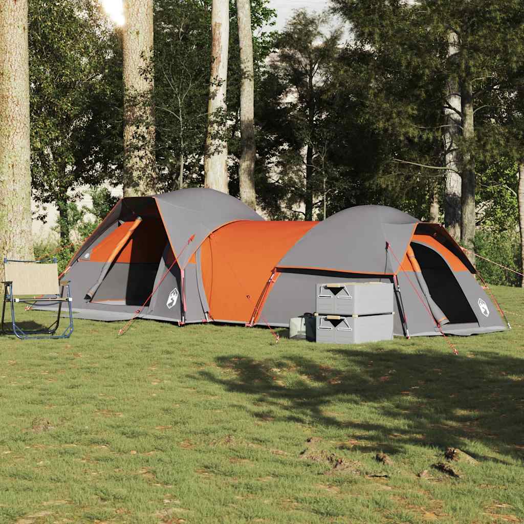 Campingtelt 5 personer grå og oransje vanntett