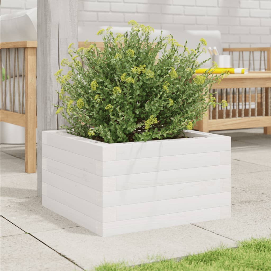 Hageplantekasse hvit 40x40x23 cm heltre furu