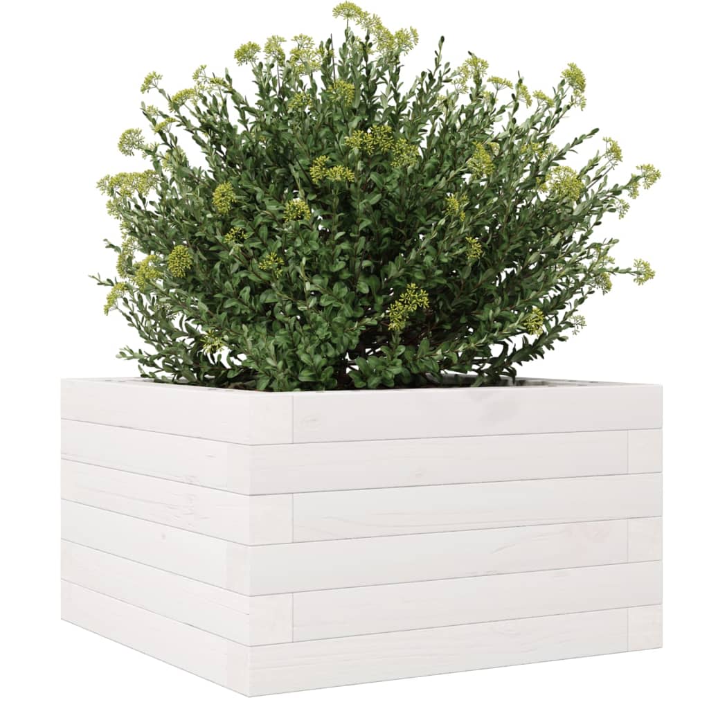 Hageplantekasse hvit 40x40x23 cm heltre furu