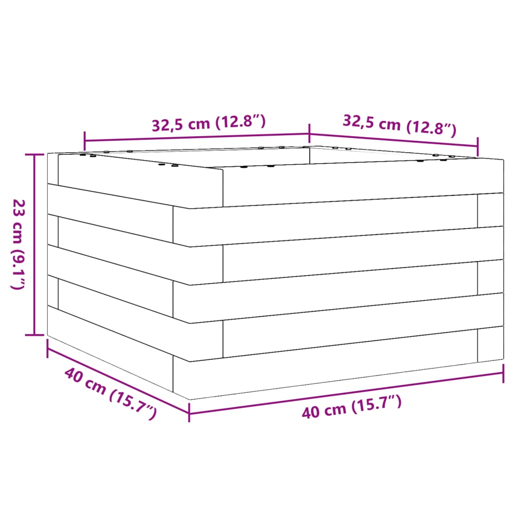 Hageplantekasse voksbrun 40x40x23 cm heltre furu