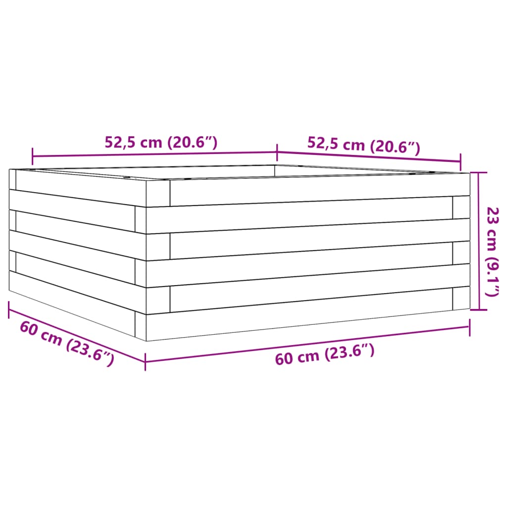 Hageplantekasse 60x60x23 cm heltre douglasgran