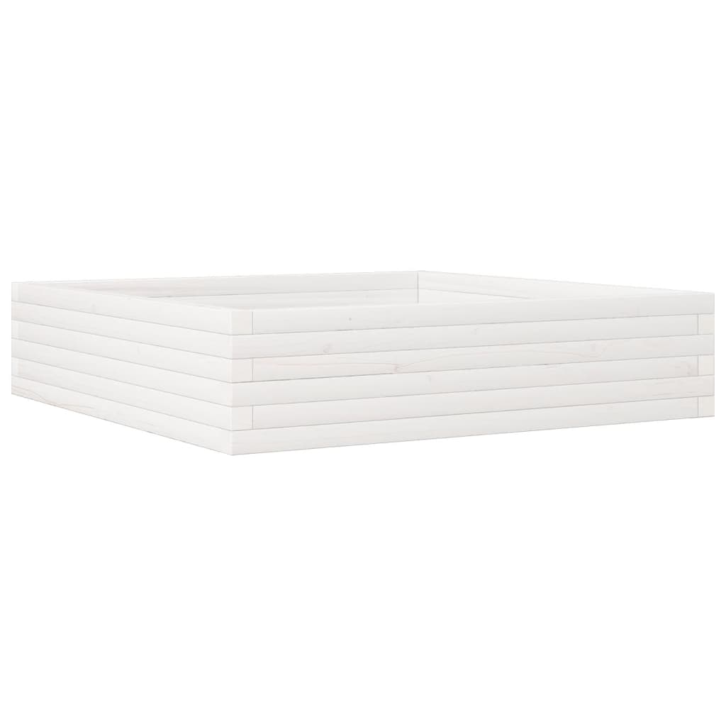 Hageplantekasse hvit 100x100x23 cm heltre furu