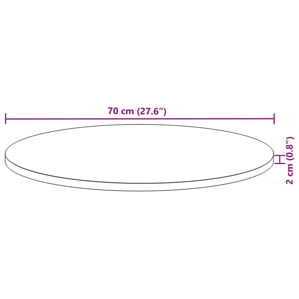 Bordplate rund Ø70x2 cm heltre akasie