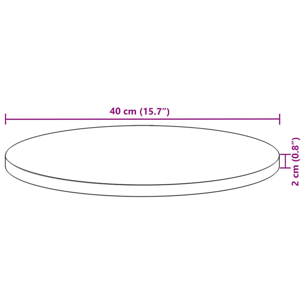 Bordplate rund Ø40x2 cm heltre akasie