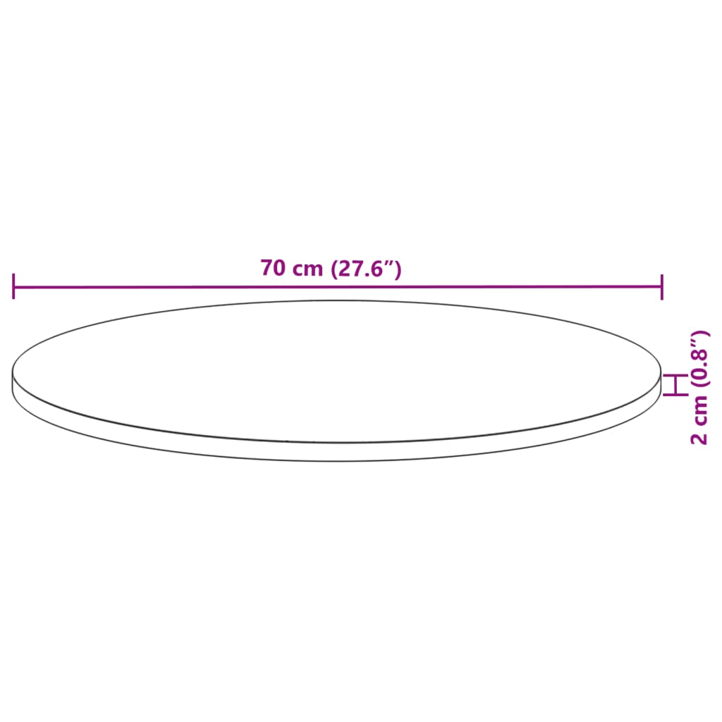 Bordplate rund Ø70x2 cm heltre akasie