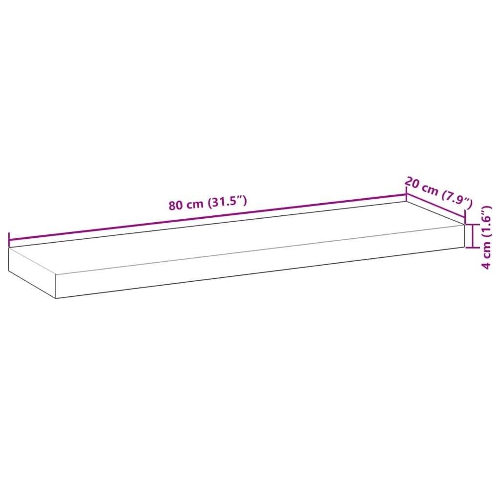 Bordplate 80x20x4 cm rektangulær heltre akasie