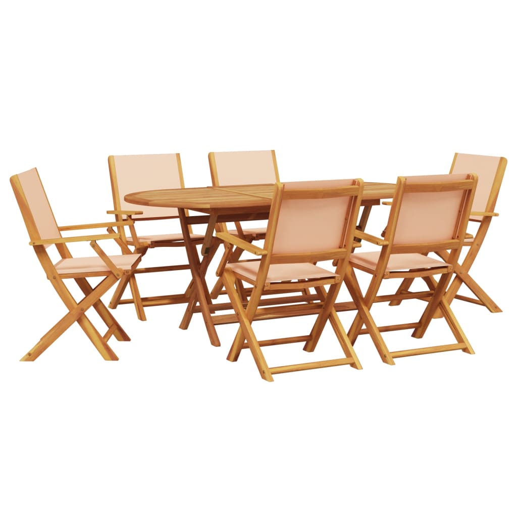 Hagespisegruppe 7 deler beige stoff og heltre