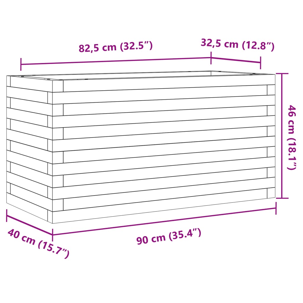 Hageplantekasse hvit 90x40x46 cm heltre furu