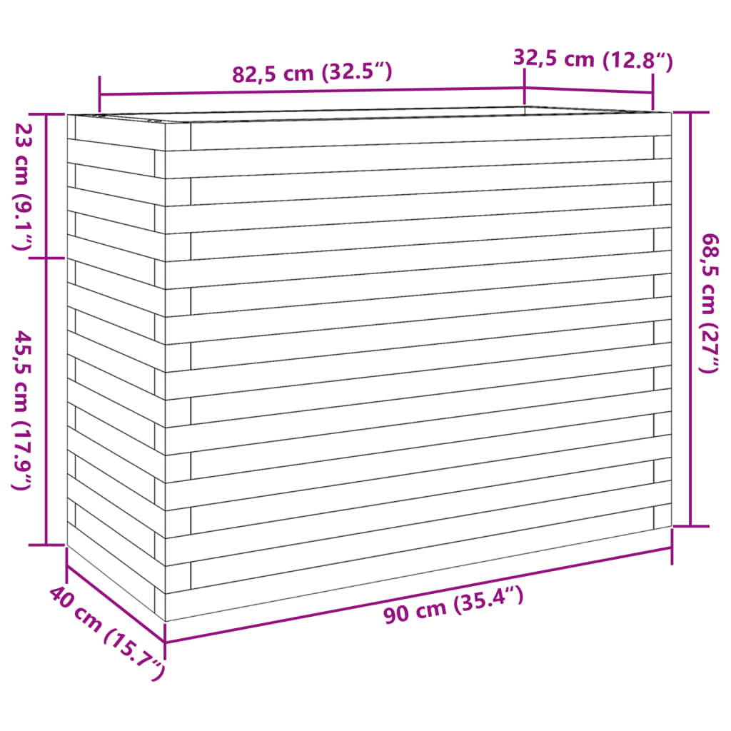 Plantekasser 90x40x68,5 cm impregnert furu