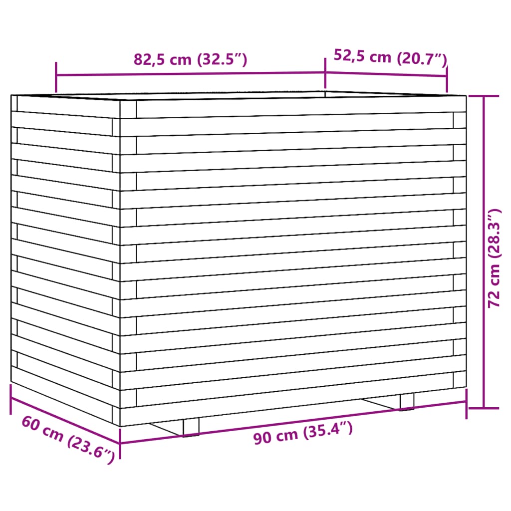 Plantekasser 90x60x72 cm impregnert furu