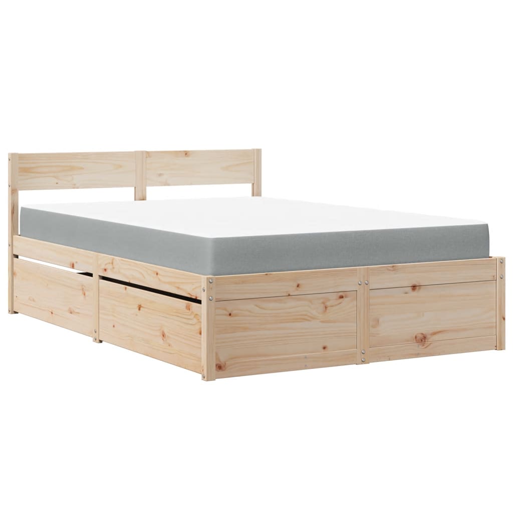 Seng med skuffer og madrass 140x190 cm heltre furu
