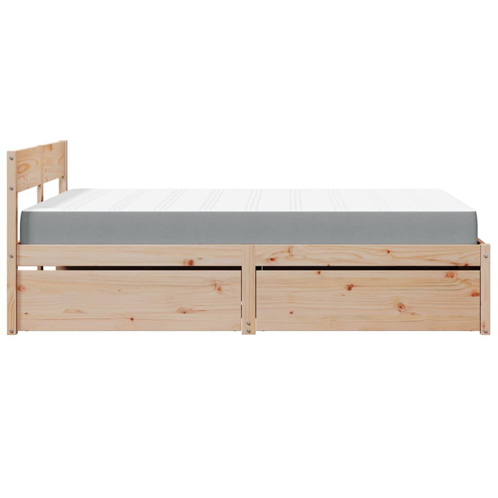 Seng med skuffer og madrass 140x190 cm heltre furu