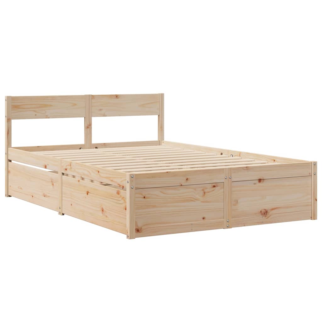 Seng med skuffer og madrass 140x190 cm heltre furu