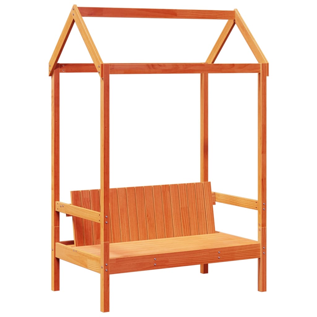 Dagsengsett med tak voksbrun 90x200 cm heltre furu