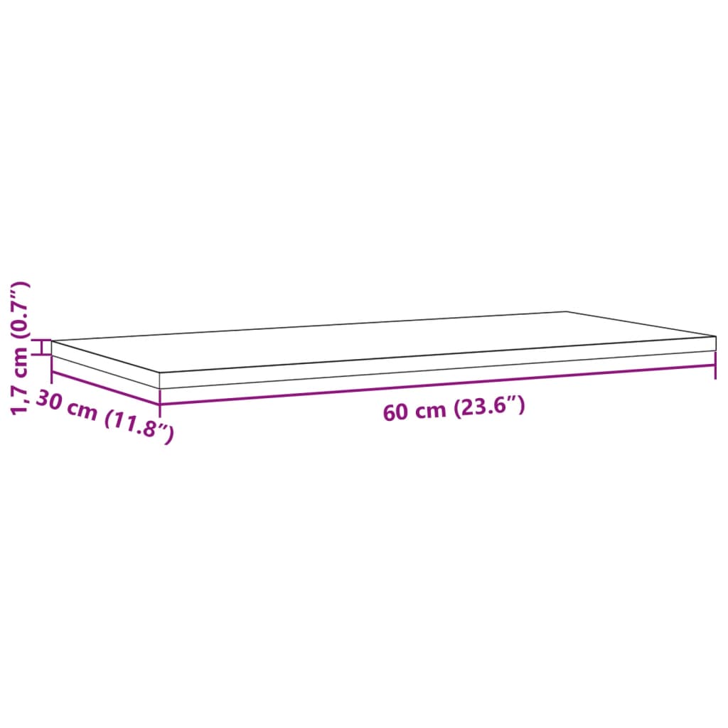 Bordplater 2 stk 60x30x1,7 cm rektangulær heltre furu