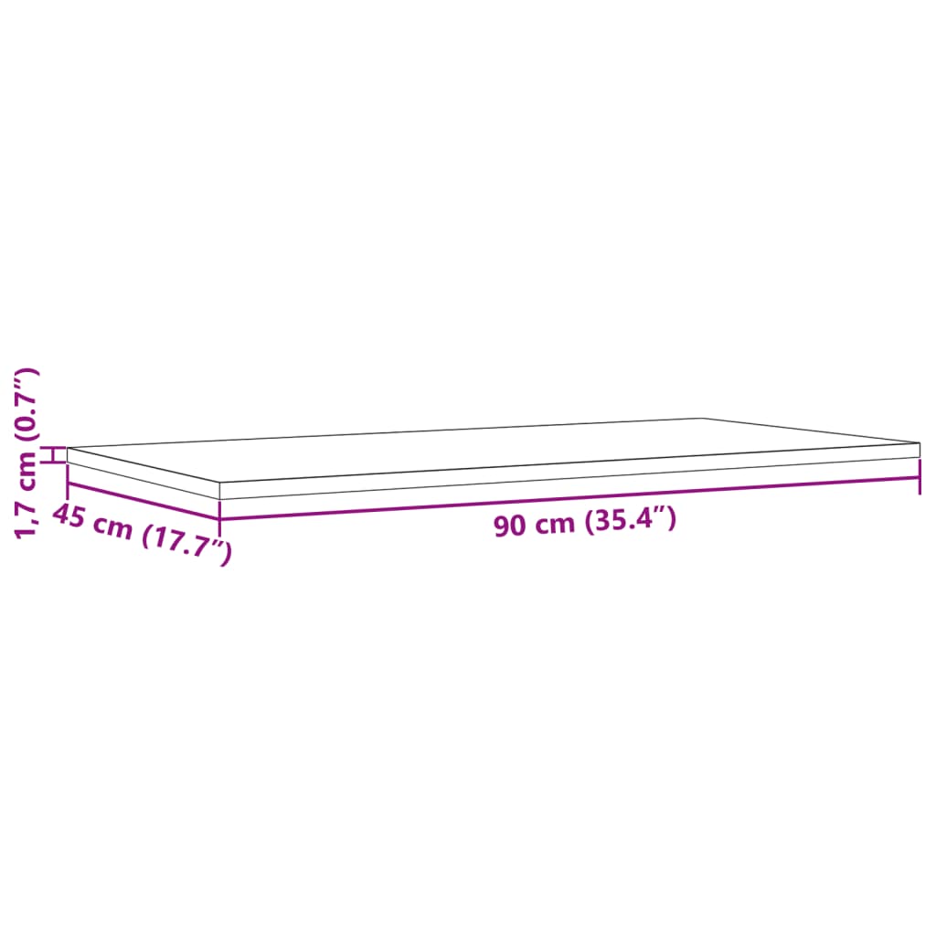 Bordplater 4 stk 90x45x1,7 cm rektangulær heltre furu