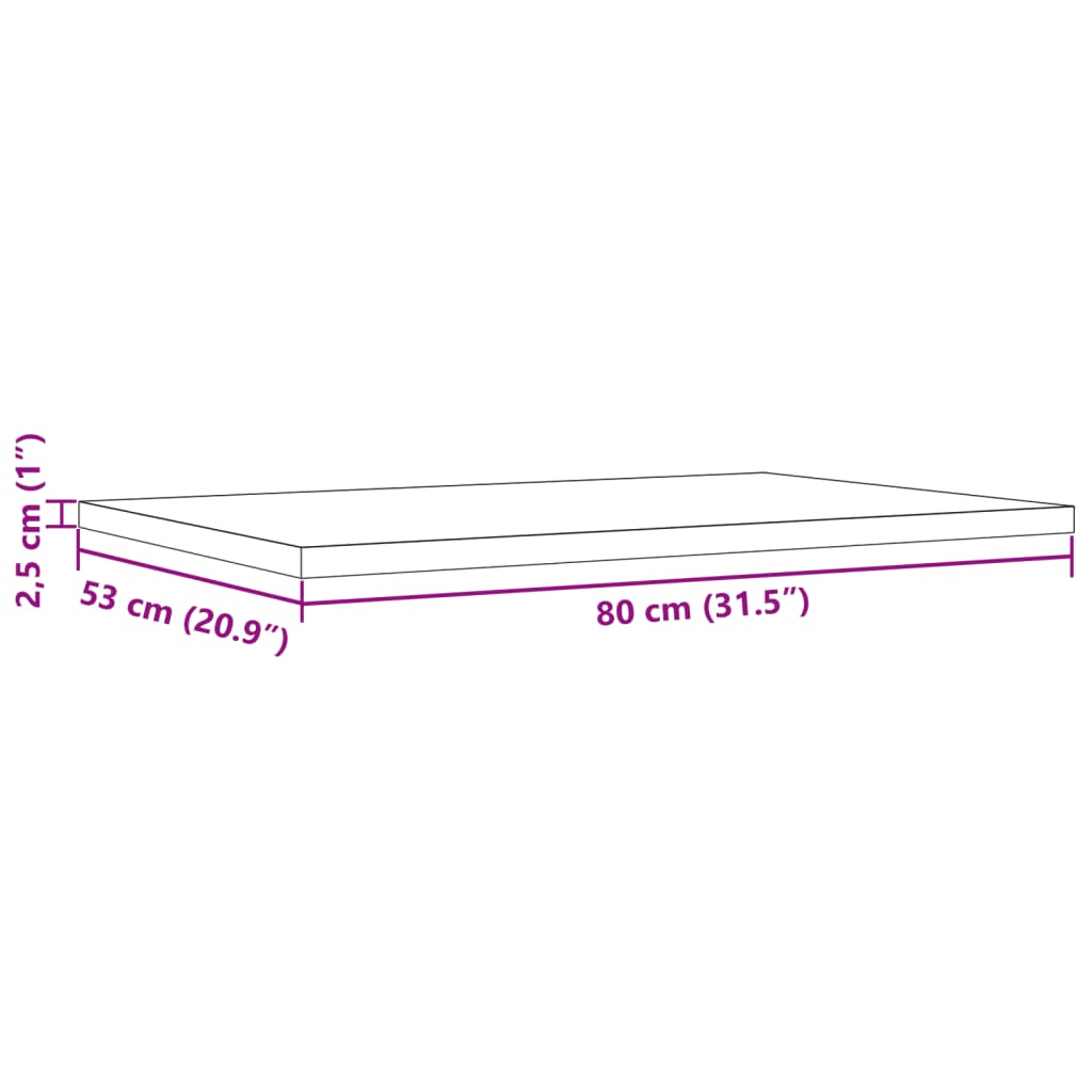 Bordplater 3 stk 80x53x2,5 cm rektangulær heltre furu
