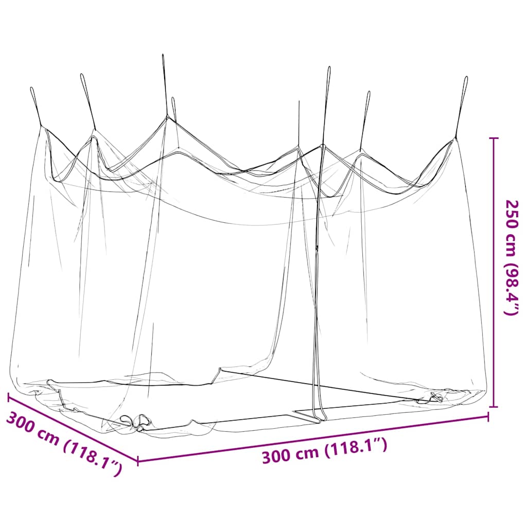 Myggnett for innendørs utendørs 156 netting hvit 300x300x250 cm