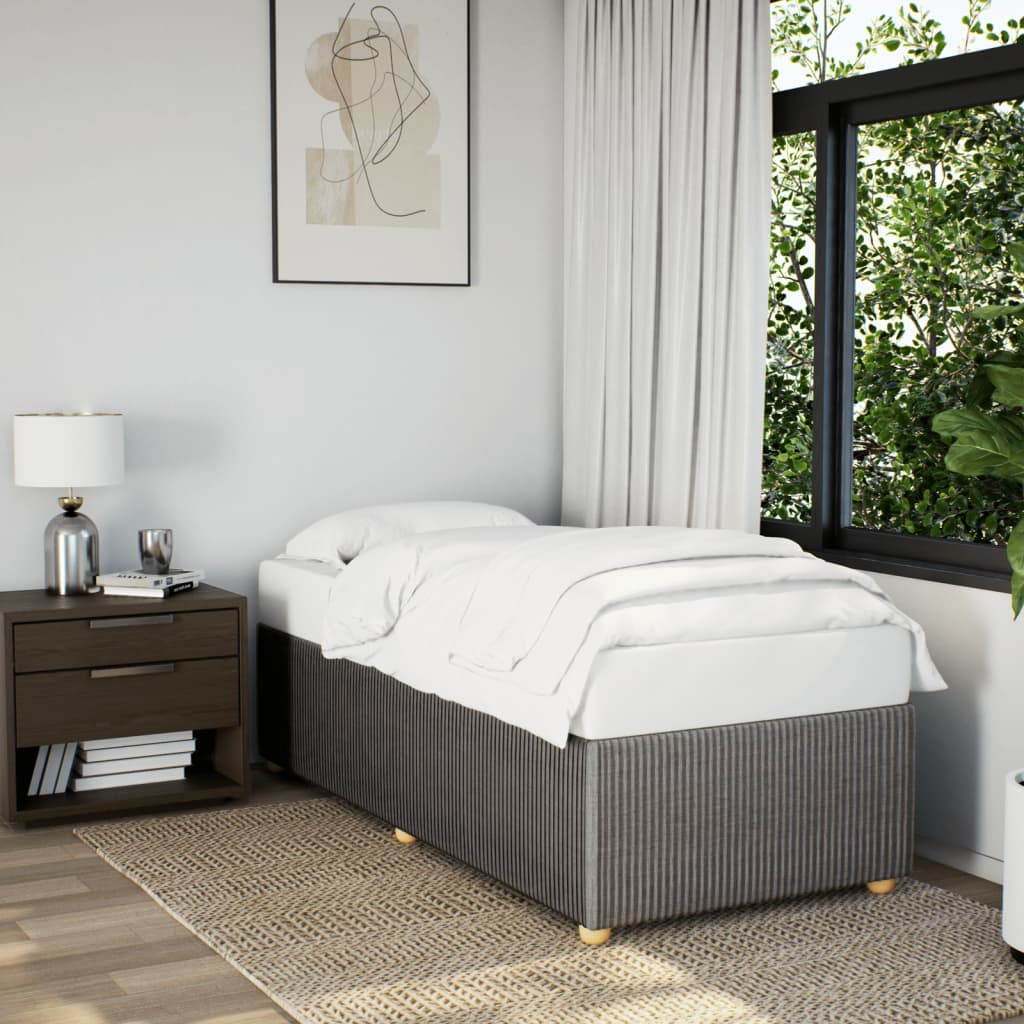 Sengeramme gråbrun 90x190 cm stoff
