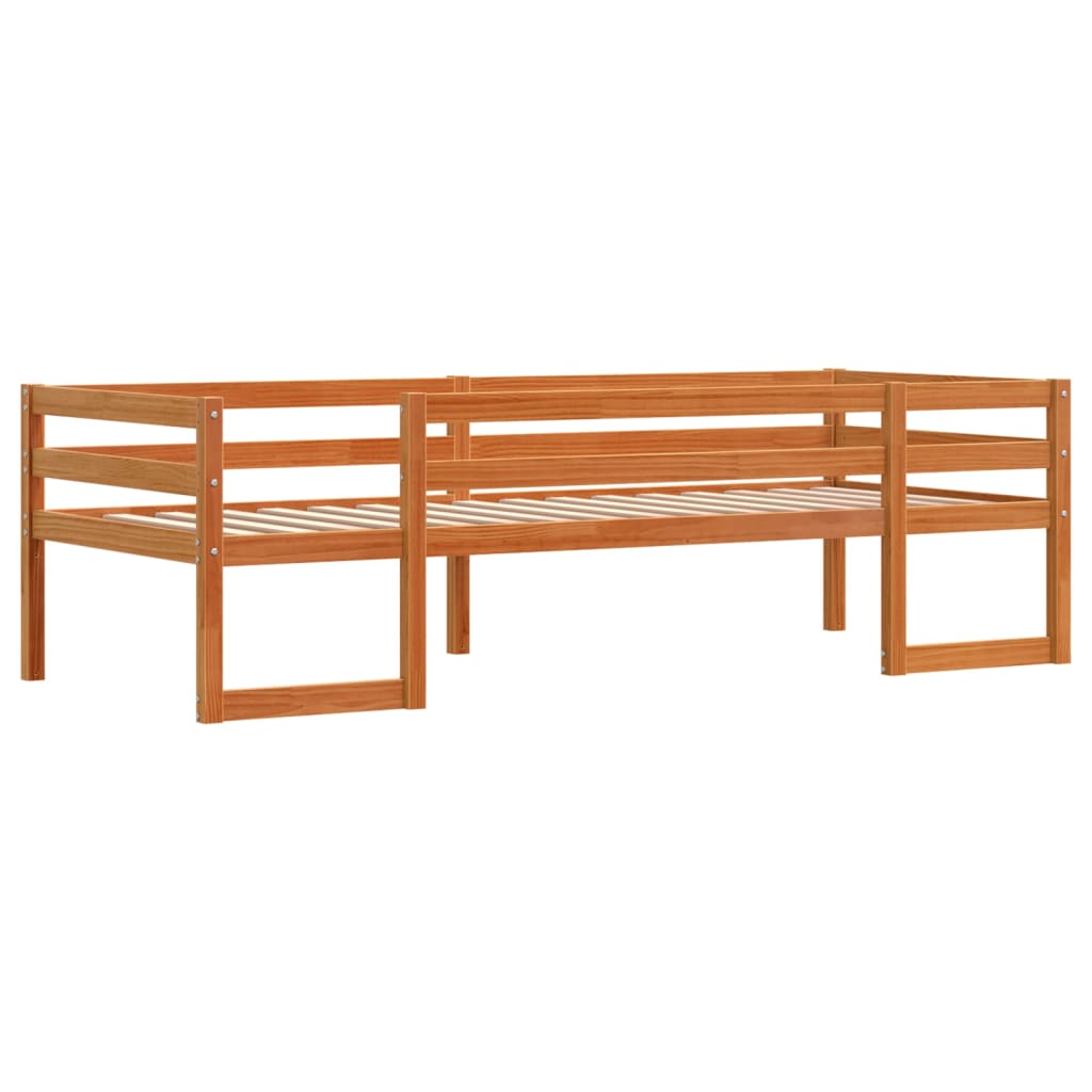 Sengeramme for barn voksbrun 80x200 cm heltre furu