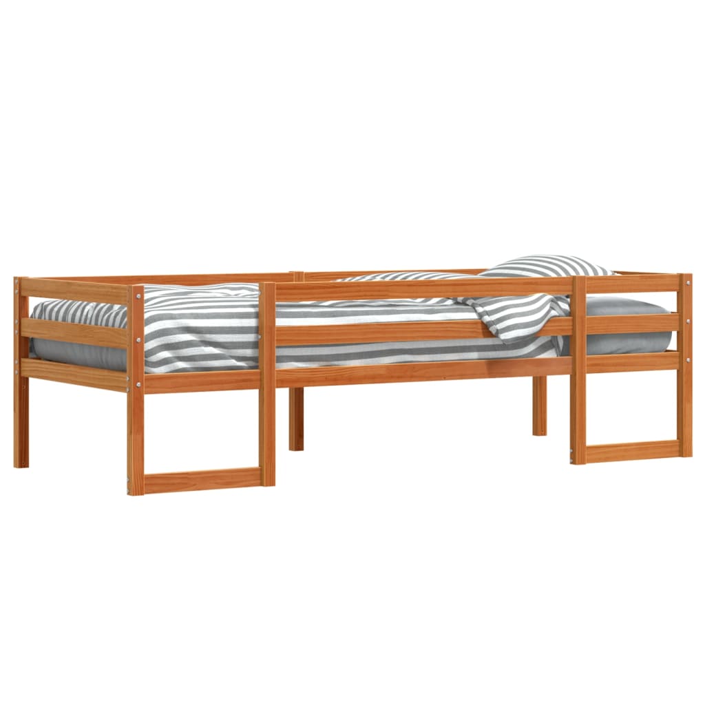 Sengeramme for barn voksbrun 90x200 cm heltre furu