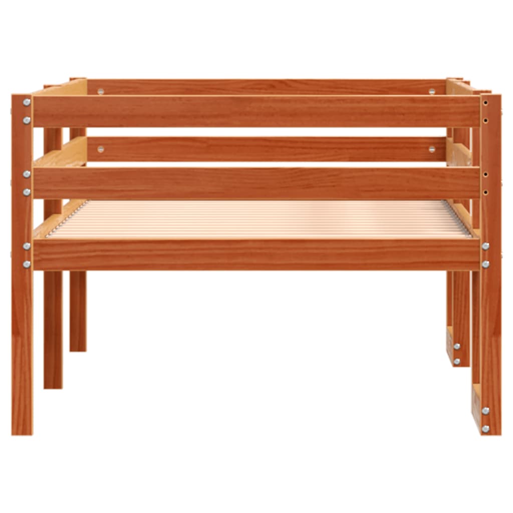 Sengeramme for barn voksbrun 90x200 cm heltre furu
