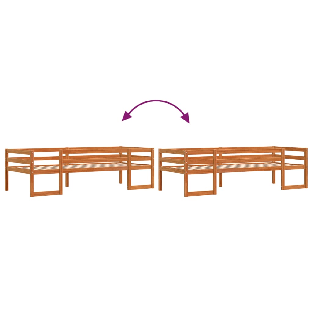 Sengeramme for barn voksbrun 90x200 cm heltre furu