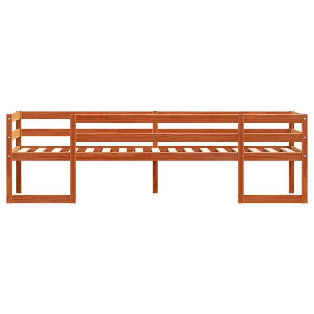 Sengeramme for barn voksbrun 90x190 cm heltre furu